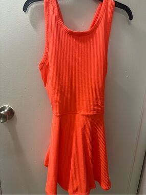 Free People Neon Orange Ribbed Tank Dress